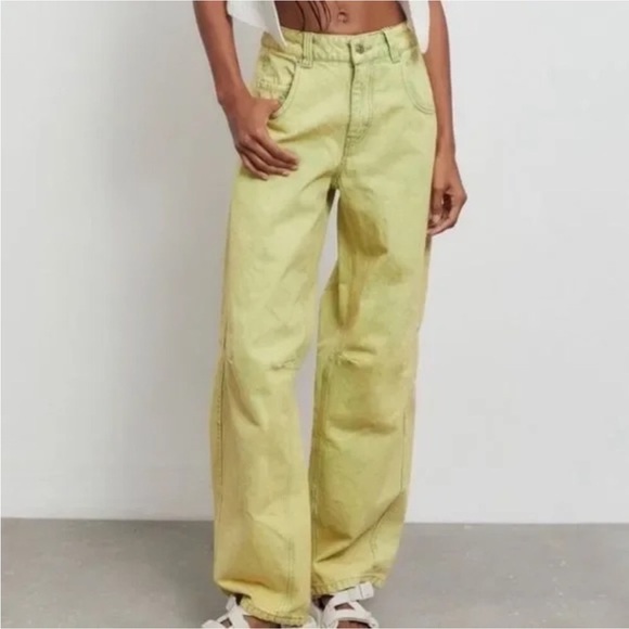 BDG High Rise Loose Baggy Lime Green Pants Size 24 NEW - Picture 1 of 9